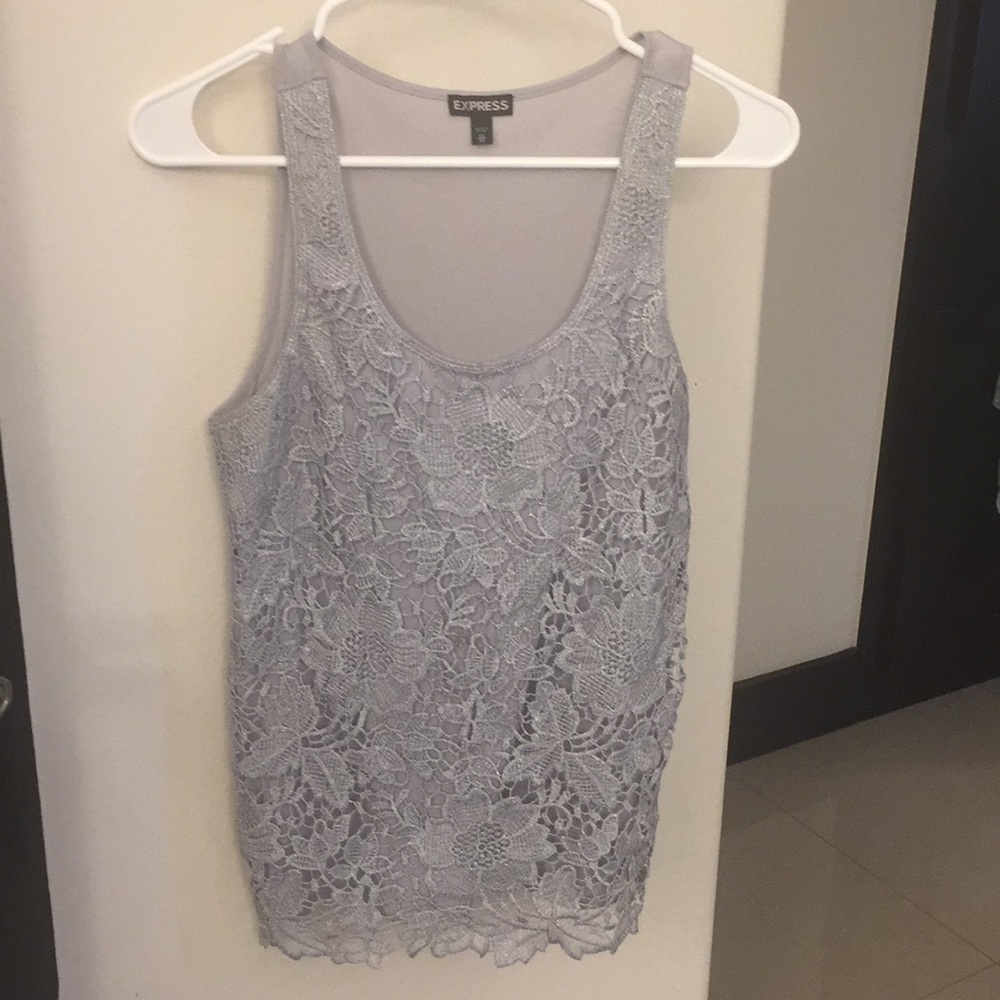 Express silver grey lace top